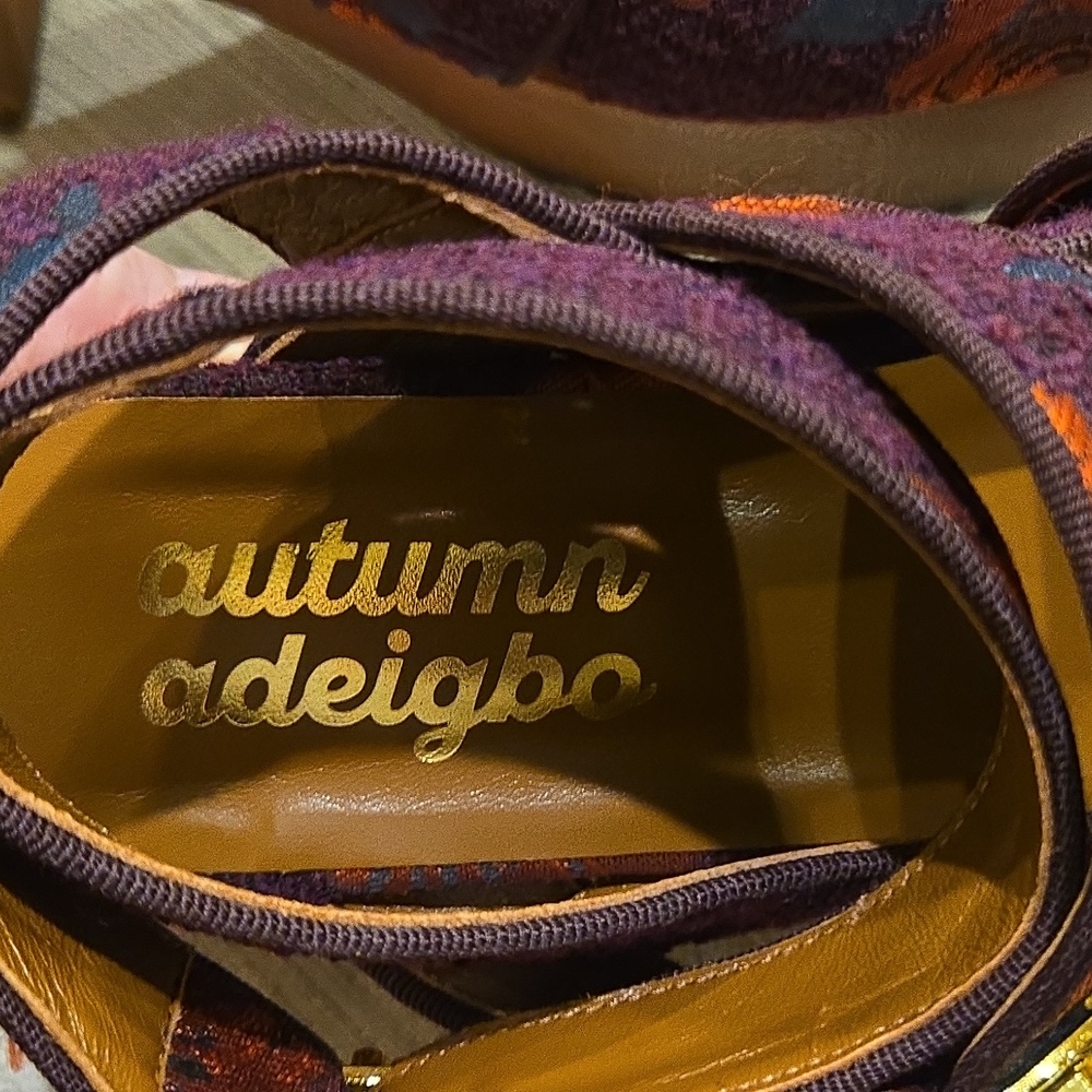 Autumn Adiegbo Triple-Strap Brocade Platform Clogs Crystal Buckles 9.5 NEW Italy - Picture 10 of 12